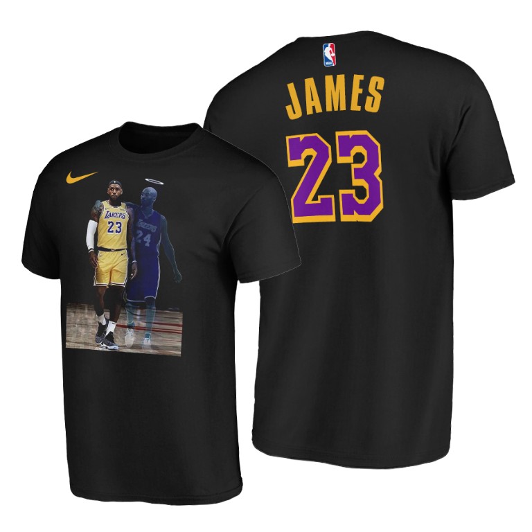 Men's Los Angeles Lakers LeBron James #23 NBA Goats Forever 2020 Win For Kobe Finals Champions Black Basketball T-Shirt HXT7783PZ